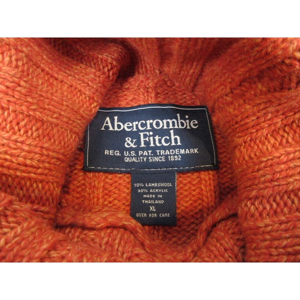 Abercrombie & Fitch Sweater Womens Extra Large Orange Turtle Neck Knit Lambswool - Picture 6 of 10